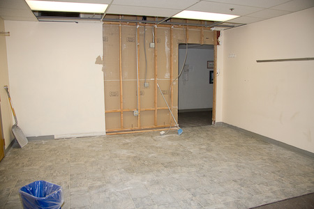 Old classroom being converted into Little School office and store room